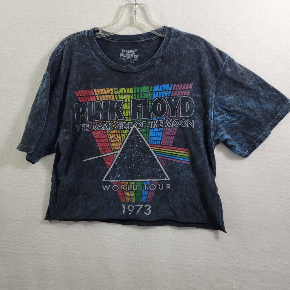 Pink Floyd 1973 World Tour The Dark Side of the Moon Gray Crop T Shirt Size M